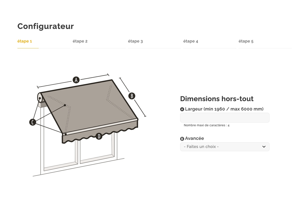 Store banne sur messure Qualivolet.com Configurateur Qualivolet.com