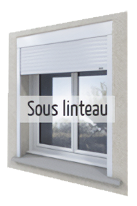 choisir un volet roulant - volet roulant sous linteau Volet roulant situé sous le linteau, positionné près de l'extérieur avec un mécanisme d'enroulement vers l'extérieur.