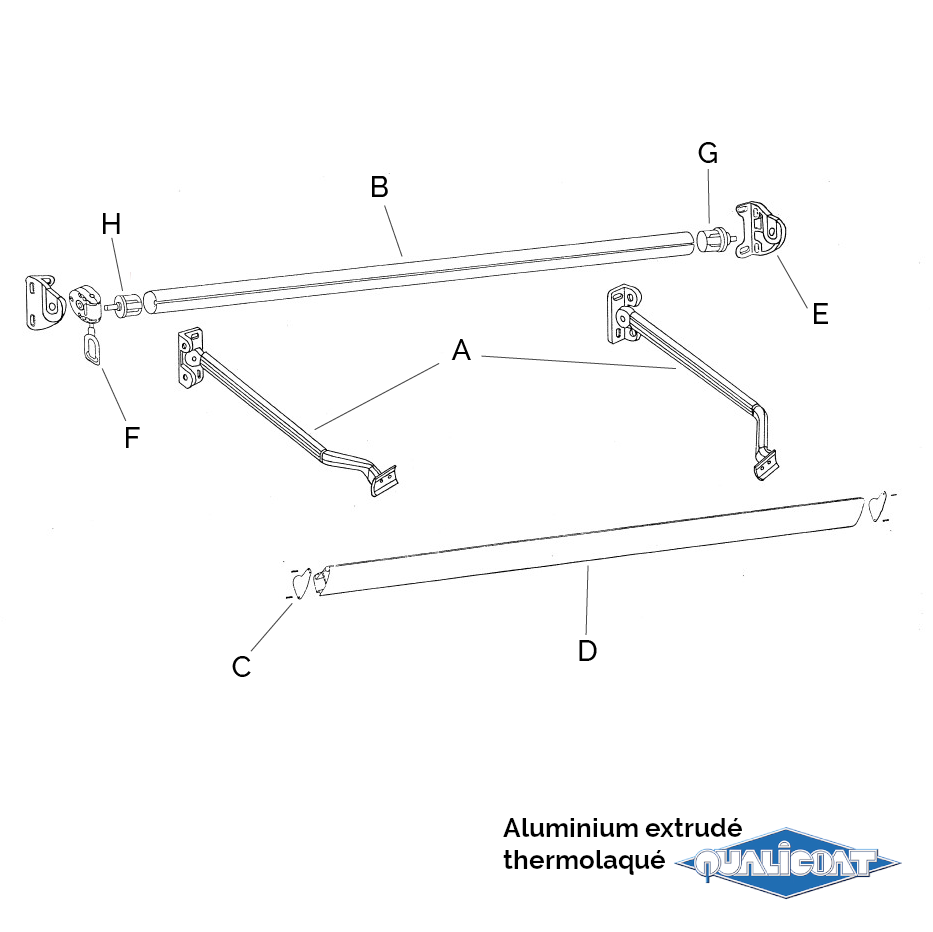 PRT Store bannette - Vue éclatée Vue éclatée - store bannette PRT