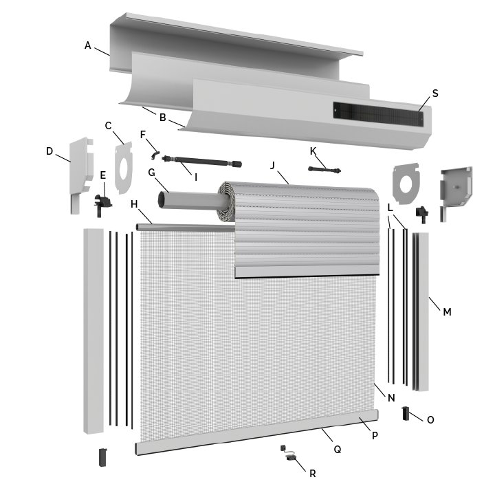 Diagramme eclatée volet roulant solaire Vue eclatée volet roulant solaire