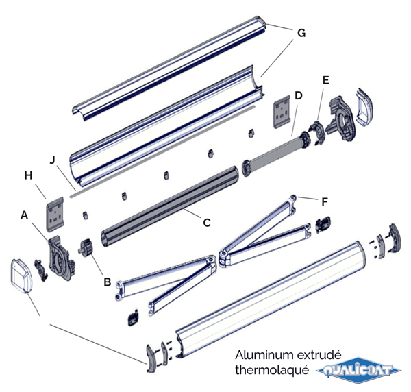 Altea Store banne - vue eclate Vue eclatee - store banne altea