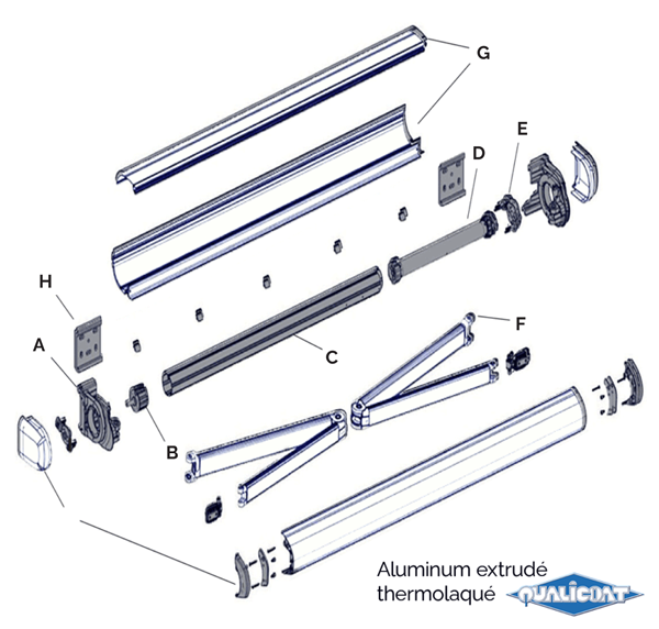Altea Store banne - vue eclate Vue eclatee - store banne altea